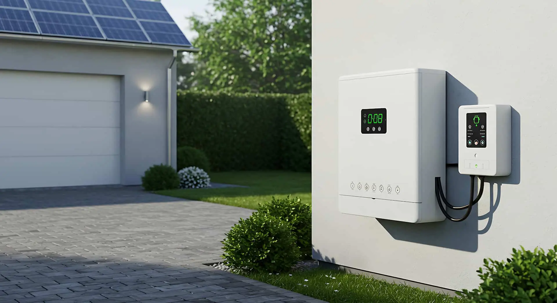 image of home battery backup system during evening hours