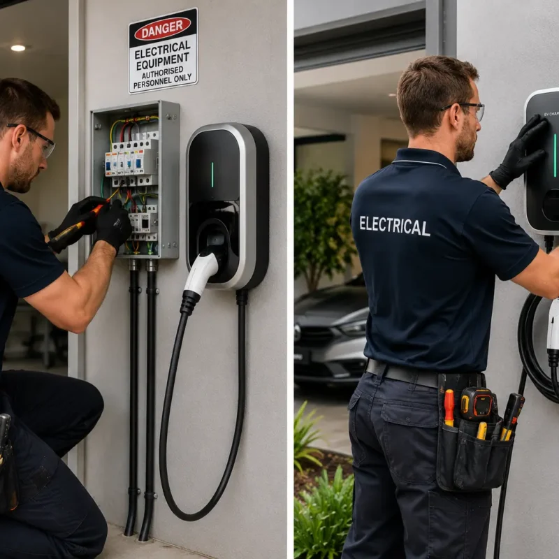 image of licensed electrician performing EV charger setup EV Charger Installations