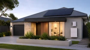 image of modern Adelaide home with solar battery system