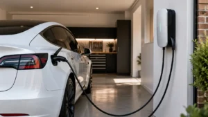 image of modern EV charging in an Adelaide home garage