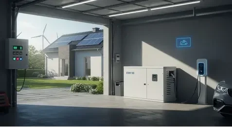 image of sleek modern residential battery installation